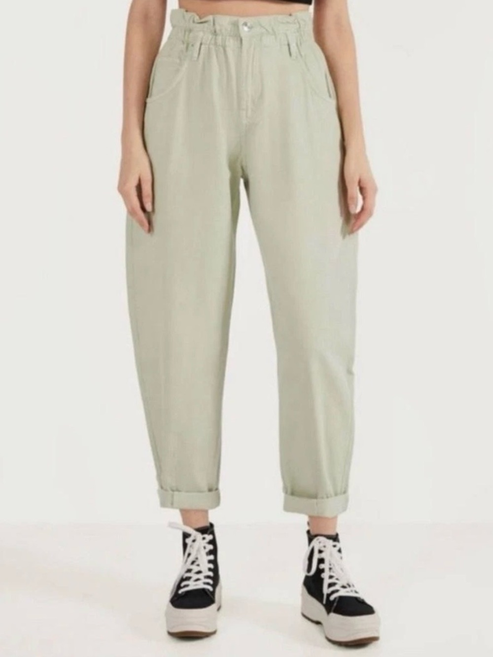 Vigoss Ace High Rise Straight Leg Balloon Style Jeans Light Green Women's 28 NWT